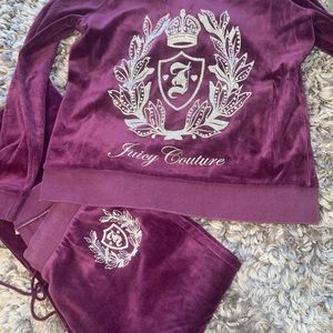 Juicy Couture - PANTS -plum velour tracksuit - S